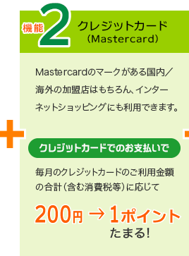 機能２　クレジットカード （Mastercard）