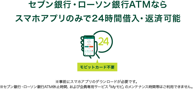 セブン銀行・ローソン銀行ATMならスマホアプリのみで24時間借入・返済可能