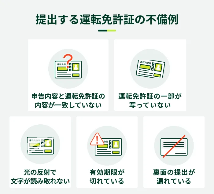 提出する運転免許証の不備例