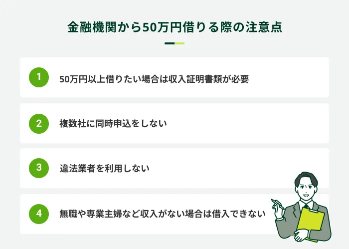 金融機関から50万円借りる際の注意点