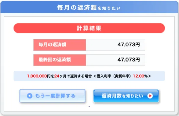 金利年12.0%の返済例