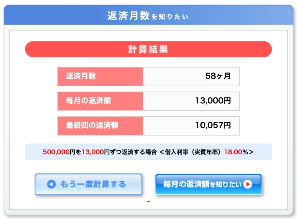 毎月の返済額を4,000円とした場合の返済期間