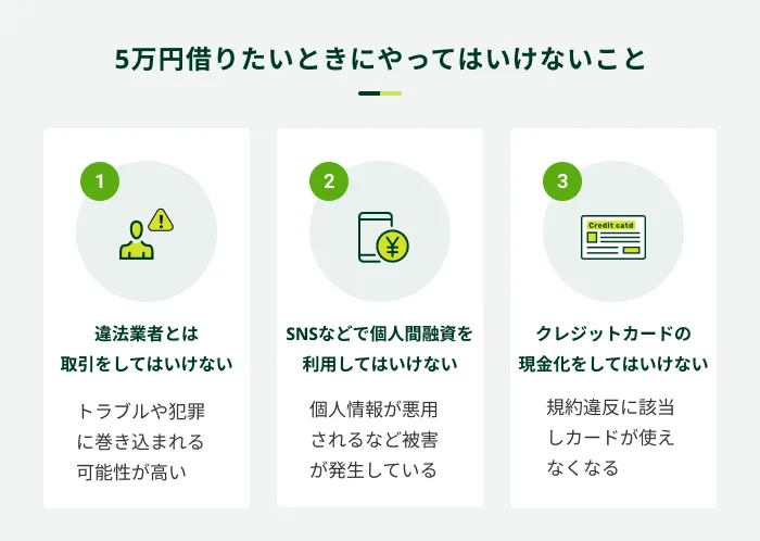 5万円かりるときにやってはいけないこと