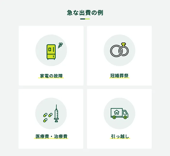 急な出費の例