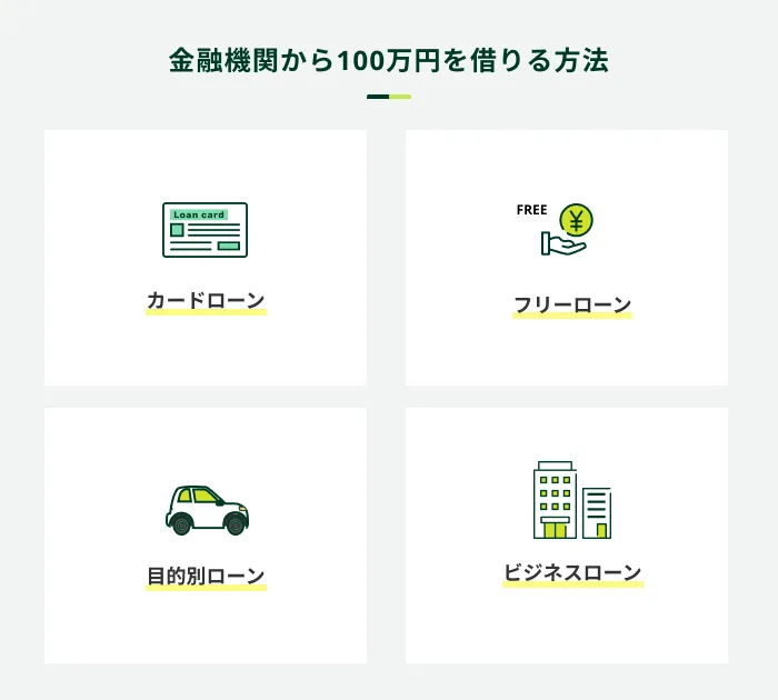 金融機関から100万円を借りる方法
