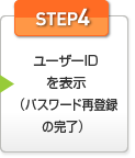 STEP4：ユーザーID を表示（パスワード再登録の完了）